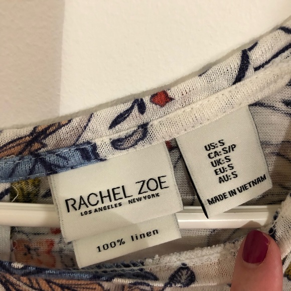 Rachel Zoe Floral Linen Button Up Back Tunic Top Small - Picture 3 of 4